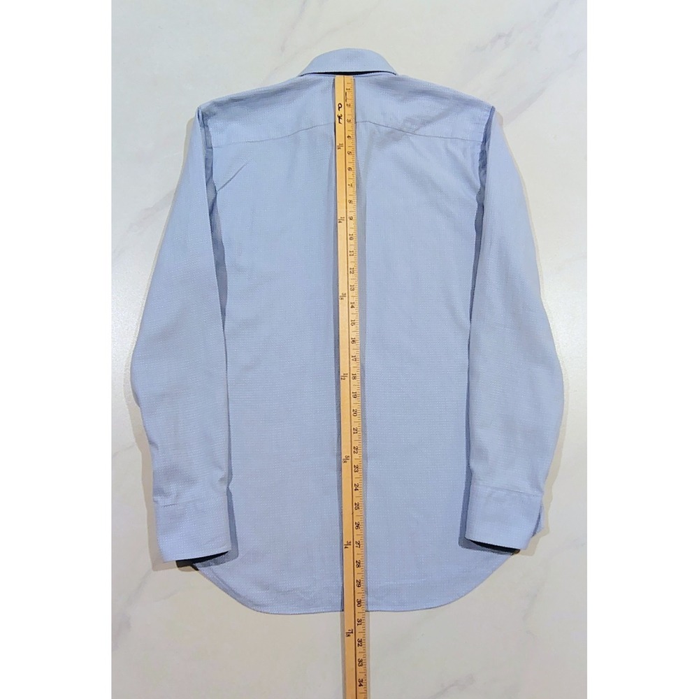 Canali 1934 Blue Dress Shirt Men's Size 15.5  Long Sleeve Cotton Geometric Print - Picture 11 of 12